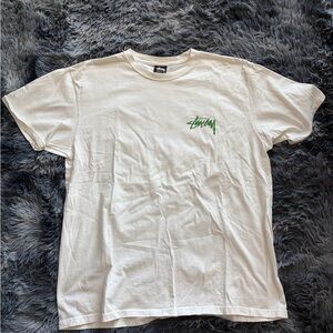 Stussy White T-Shirt with Green Logo